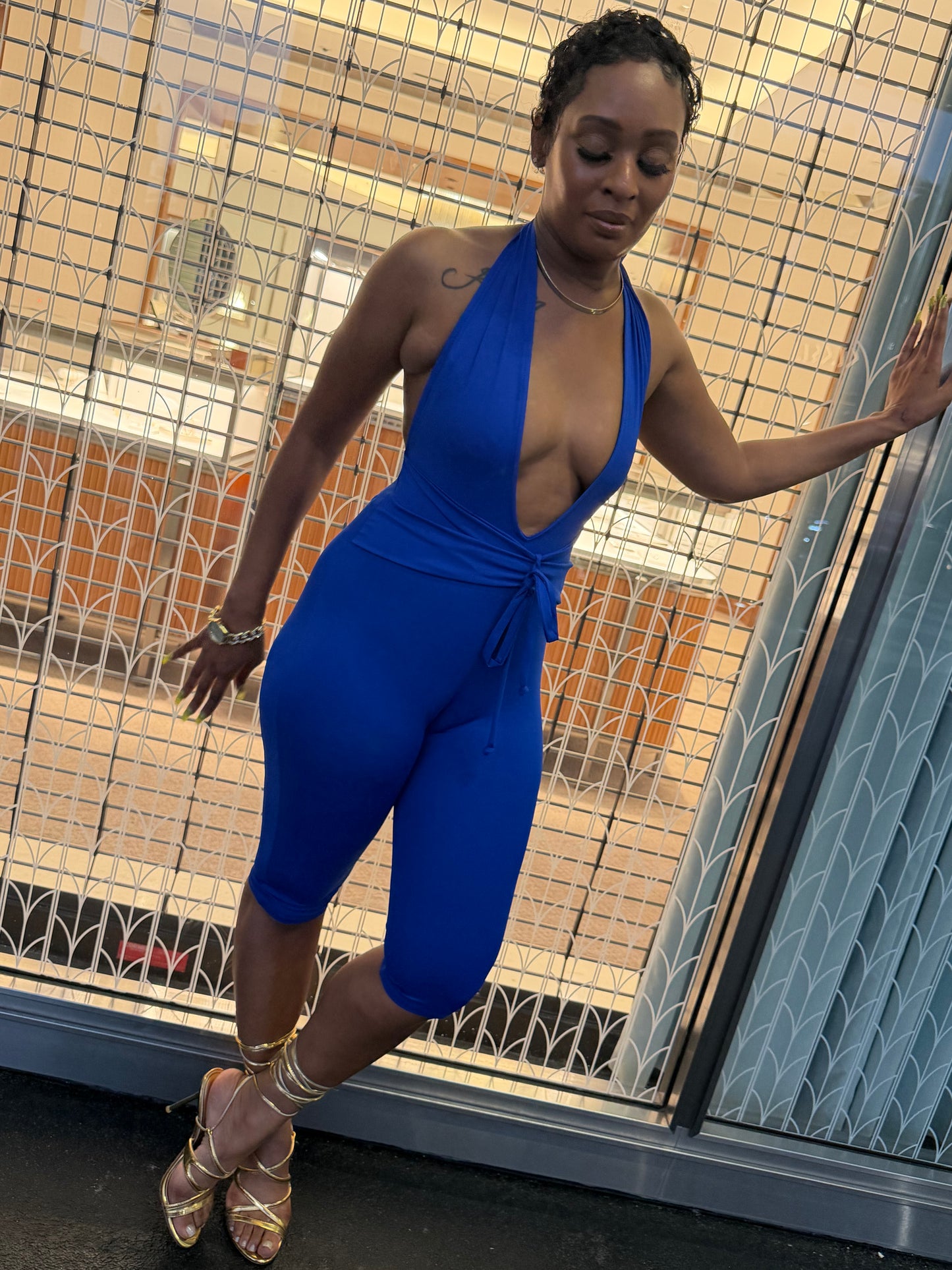vibrant royal blue romper